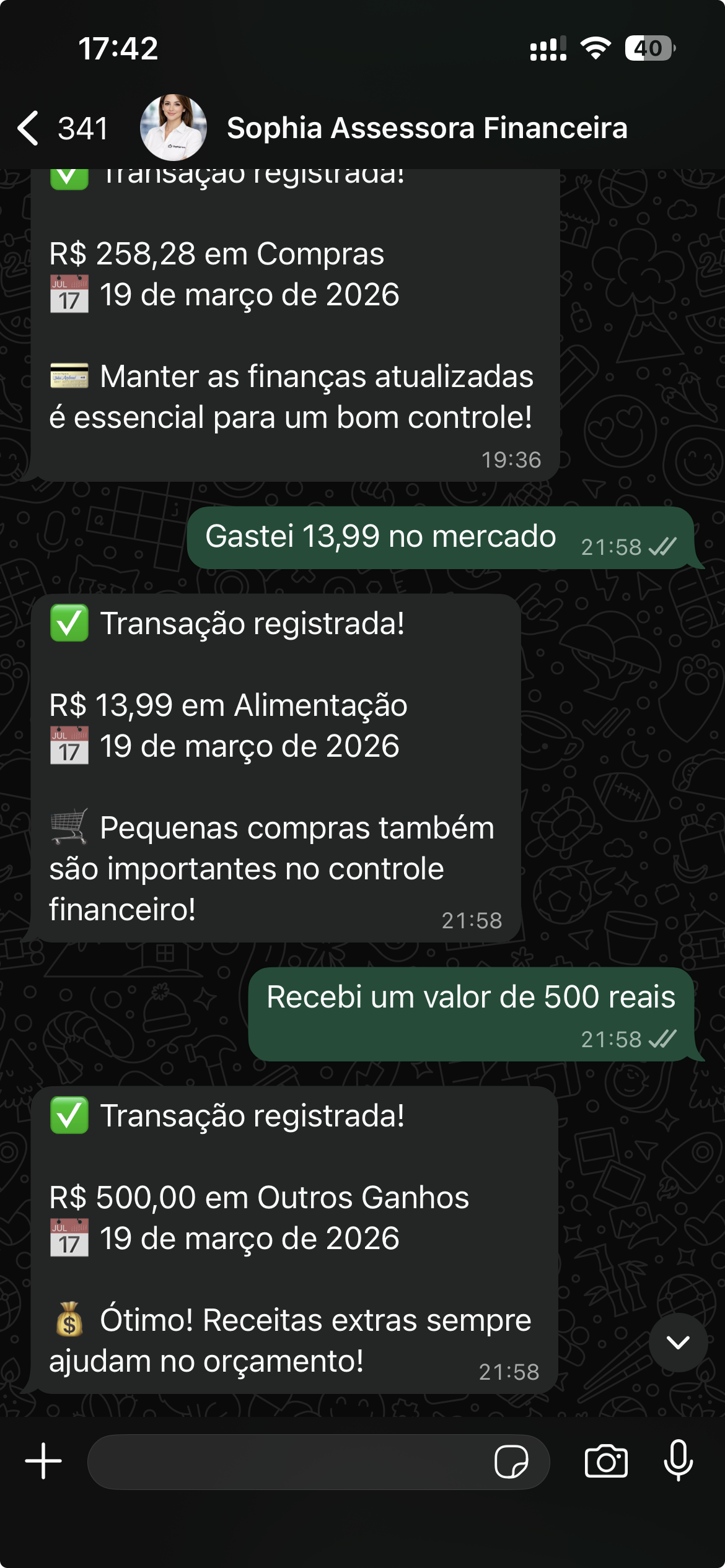 Sophia WhatsApp Interface